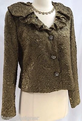 Victor Costa De Colección Dorado Brillo Blazer Abrigo de Noche Chaqueta Top Arrugas Formal 8 Foto 1 de 4