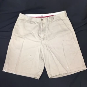 Gap Mens 100% Cotton Twill Flat Front Distressed Worn Trashed Shorts Tan Sz 35 - Picture 1 of 9