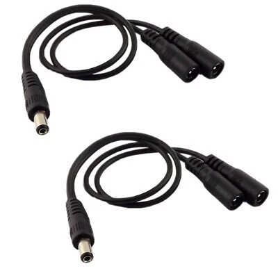 100x 5.5mm x 2.1mm DC Power Splitter Cable Cord 1 Male to 2 Female Port Pigtals - Image 1 of 4