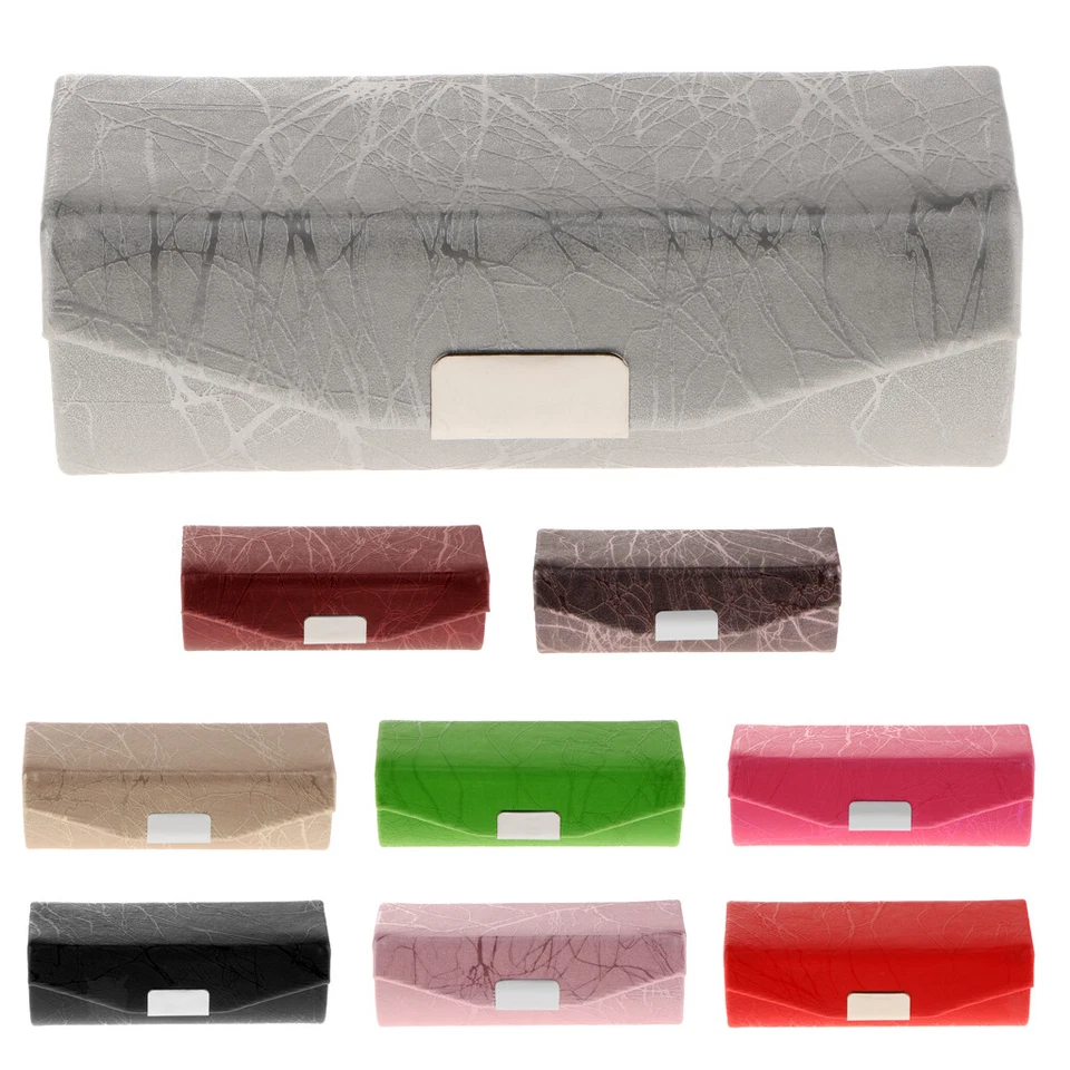 Solid Leather Lipstick Case Holder Box With Mirror Inside & Closure