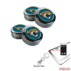 New NFL Jacksonville Jaguars Chrome License Plate Frame Screw Caps / Bolt Cover - Picture 1 of 2