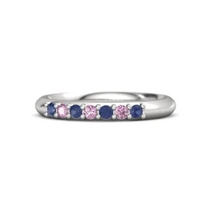 Wedding Gift For Her 925 Silver Blue Sapphire Gemstone Eternity Ring Size 7 - Picture 1 of 9