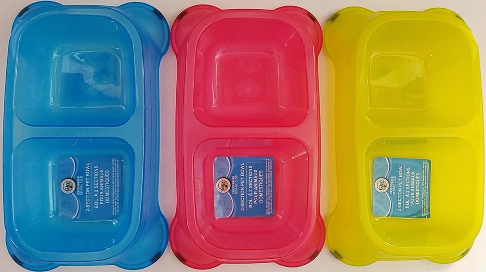 GREENBRIER KENNEL CLUB Pet Food Water 2 Section Bowls Cats & Dogs 1 Bowl/Pk SELECT: Color of Bowl