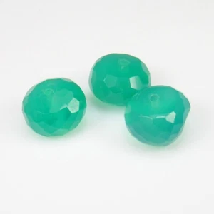 4.93 Ct Natural Green Onyx Drilled Faceted Round Beads - 3 Pcs ,India-E4 - Picture 1 of 2