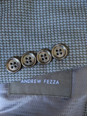 Abrigo Chaqueta Blazer 50R Azul y Negro Texturizado Cuadrados Cuadrados a Cuadros 4 TEMPORADAS Foto 1 de 4