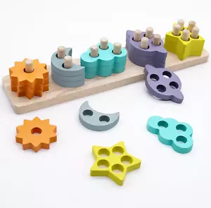 Montessori Toys for Toddlers 1-3 Year Old, Wooden Stacking Toys for Boys Girls,  - Picture 1 of 11