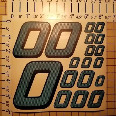 Carbon Fiber Cascade Blue #0's  Racing Numbers Vinyl Decal Sheet 1/10-1/12 slash - Image 1 of 4
