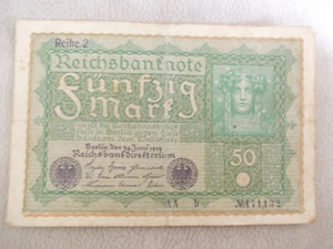 23/179) Deutsches Reich Reichsbanknote Fünfzig Mark 24. Juni 1919,Reihe 2 - Bild 1 von 2