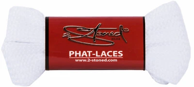 1 Paar 2Stoned Schnürsenkel Phat Laces Weiss 3cm breit 120cm lang für Sneaker