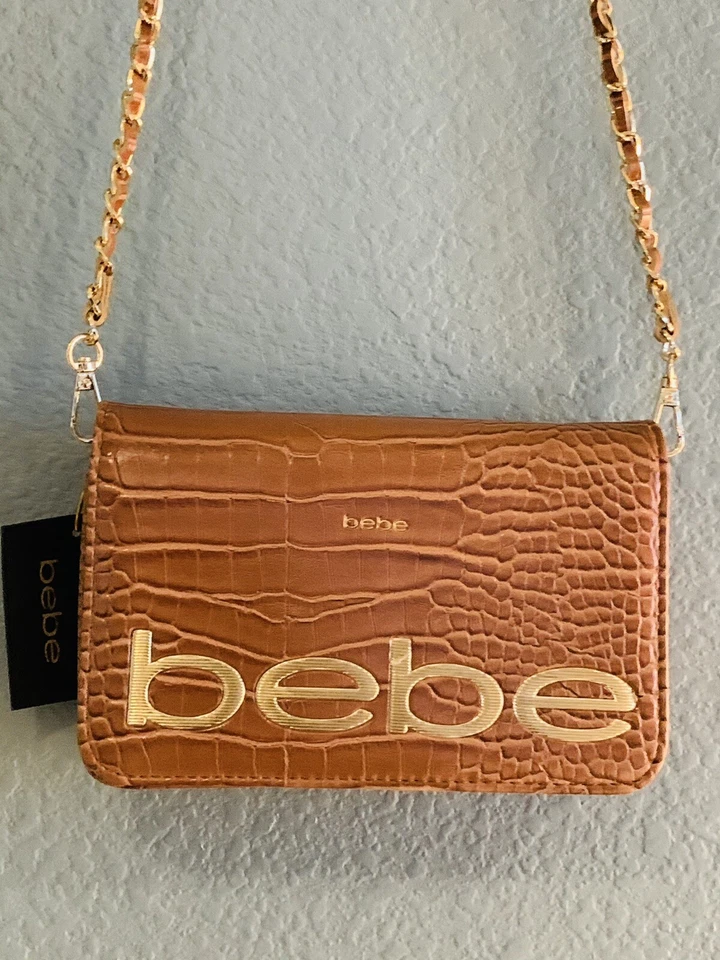bebe Fabiola Stamped Crocodile Cross Body Mini / Hand Bag NWTS