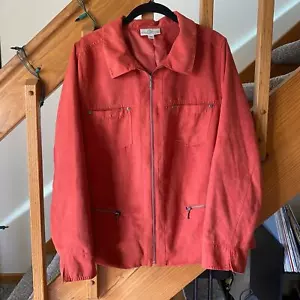Studio Works Damen koralle Wildlederimitat durchgehender Reißverschluss Jacke Gr. 16W - Bild 1 von 4