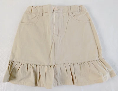 Hartstrings Ruffle Hem Skort Adj Waist Button Zip Fly 4 Pocket Beige Sz 8 #15243 - Image 1 of 3