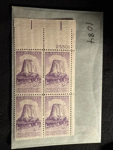 US #1084 Torre del Diavolo, blocco di 4 piatti, francobolli MNH - Foto 1 di 3