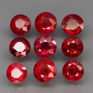 Round 4.3 to 5mm.Precious Gem Natural Top Red Ruby Mozambique 9Pcs/5.53Ct. - Picture 1 of 6