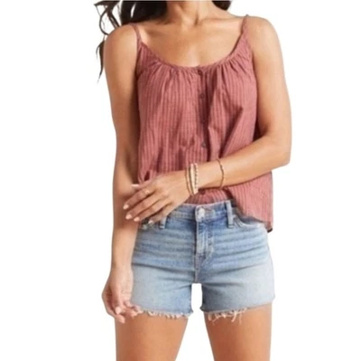 Evereve Sundry Tank Top Women's Size 2 Medium Striped Mauve Purple Cotton New  - Image 1 of 4