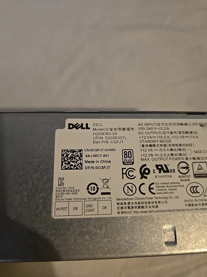 Dell Optiplex 3060 5060 7060 SFF 200W Netzteil CGFJT H200EBS-00 - Bild 1 von 2