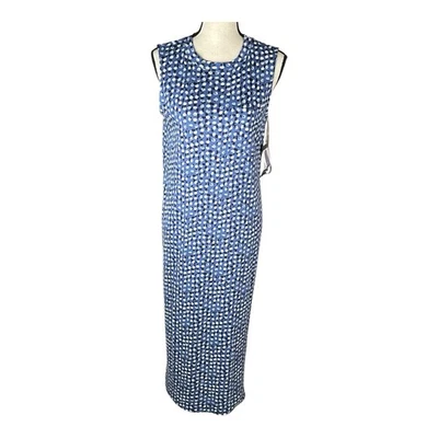 Vestido Jones New York Para Mujer Talla S Azul Blanco Lunares Maxi 100% Algodón Playa Foto 1 de 4