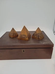 Set Of 3 Egyptian Pyramids Resin? Vtg Souvenir Paperweight Decor Egypt Pharaoh  - Picture 1 of 17