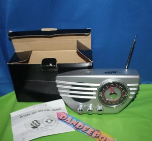 Vintage Ebay AM/FM Silver Color Desk Top Retro Look 832 Owl Radio Music Player - Picture 1 of 7