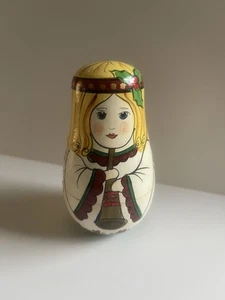 Ukrainian Roly Poly Toy Christmas Angel With Trumpet 4 3/4” Musical Treasure - Picture 1 of 4