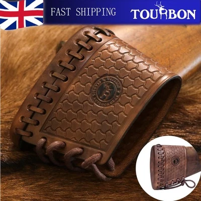 TOURBON Leather Rifle Recoil Pad Hunting Gun Butt Holster Shotgun Stock Cover - Image 1 of 4