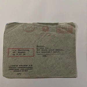 1938 Offenbach Am Main Germany Metered Airmail Cover To Los Angeles CA - Picture 1 of 2