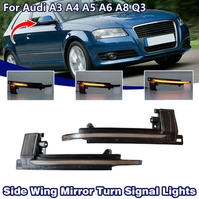 For Audi A3 8P A4 B8 A5 A6 A8 Flash LED Side Mirror Turn Signal Light Sequential - Image 1 of 4