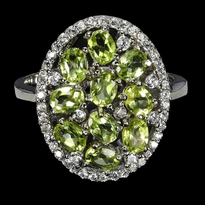 925 Sterling Silver Ring Oval Peridot 4x3mm Natural Gemstone Jewelry Size 8 - Image 1 of 4