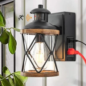 Dusk to Dawn Motion Sensor Outdoor Porch Light with GFCI Outlet,Anti-Rust Wat... - Picture 1 of 9