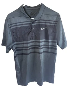 NIKE Mens Polo Shirt Size L Black/Gray Polo Dri-Fit Breathable Lightweight - Picture 1 of 9