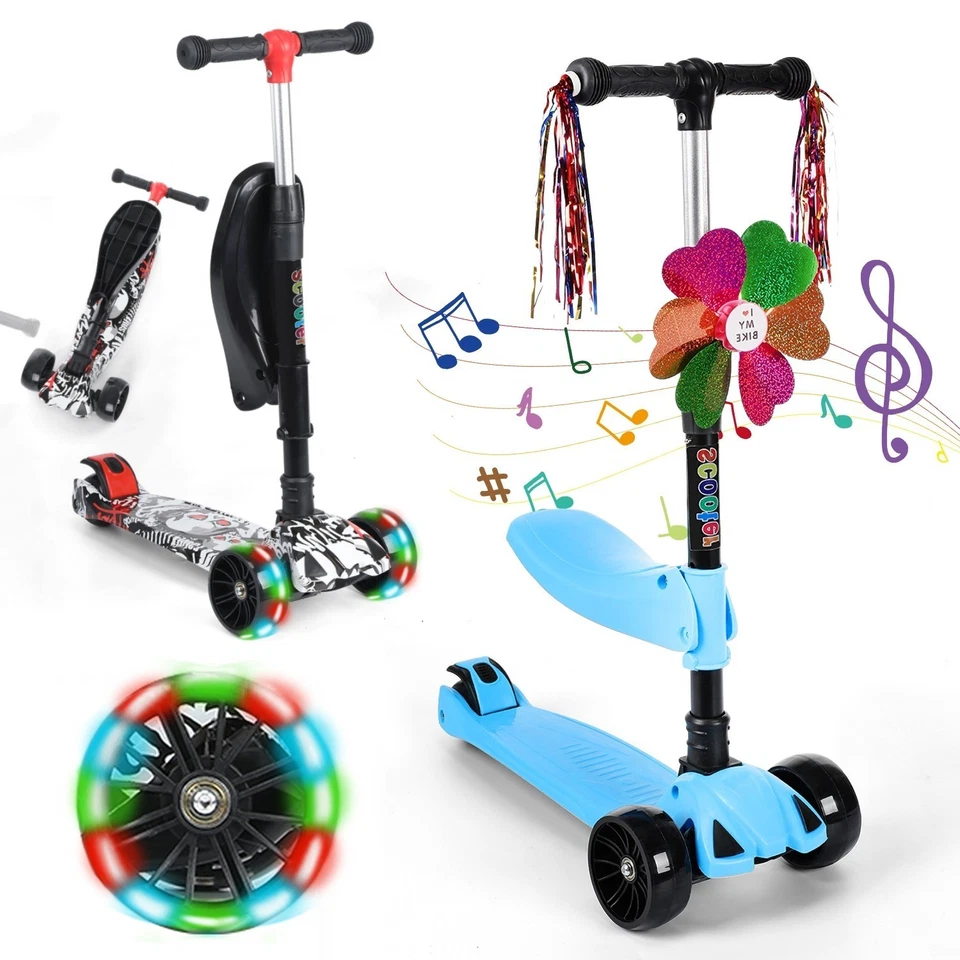 Faltbar Kinder Roller LED Räder Kinderscooter Dreiradscooter Scooter Cityroller - Bild 1 von 4