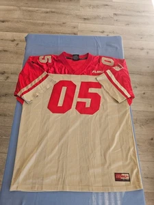 Vintage Fubu 05 Men's Jersey XL Red Beige/Gold Hip Hop Shirt - Very Rare - Nice - Picture 1 of 14