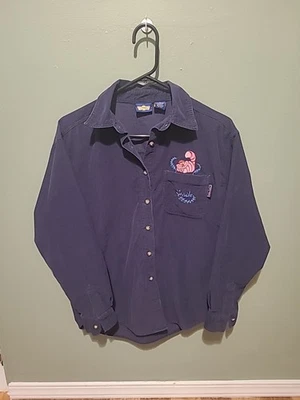 Camisa de Pana Estampada Gato de Cheshire Alicia en el País de las Maravillas Pequeña De Colección Rara Foto 1 de 4
