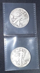 A Pair Of 1943 Walking Liberty Half Dollars 90% Silver! - Picture 1 of 2