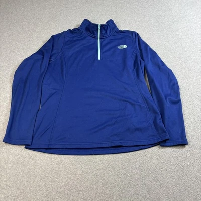 Pullover North Face Cuarto Cremallera Mujer Grande Azul Polar Manga Larga Capa Base Foto 1 de 4