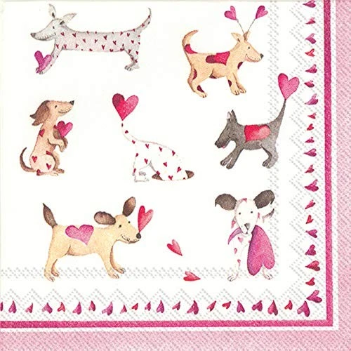 3-слойные бумажные коктейльные салфетки Boston International IHR, 20 штук, Love Heart Dogs - Изображение 1 из 1