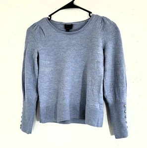Talbots Damen Pullover reine Merinowolle hellblau Perlenknopf Langarm M - Bild 1 von 5