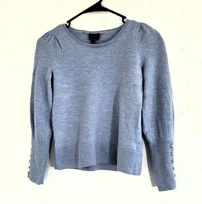 Talbots Women’s Pure Merino Wool Light Blue Sweater Pearl Button Long Sleeves M - Image 1 of 4