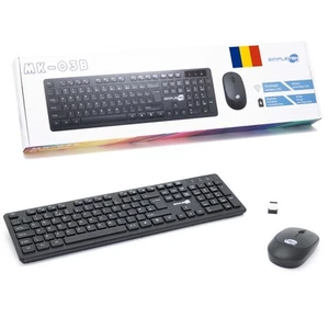Kit Mouse And Keyboard Wireless Layout Romeno Ro Black Kit Set M&K Romanian - Picture 1 of 6