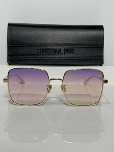 Dior Cannage S1U B0G2 Shiny Gold Square Metal  Woman’s Purple/pink Sunglasses - Picture 1 of 7