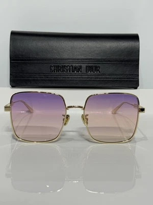 Gafas de sol Dior Cannage S1U B0G2 brillantes doradas cuadradas de metal para mujer púrpura/rosa Foto 1 de 4