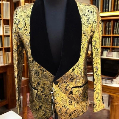 Nueva chaqueta para fumar cuello chal talla 36 por caballeros gurú cuello de terciopelo Foto 1 de 4