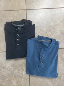 (2) Eddie Bauer Waffle Shirts Sweater (XL 50"Chest) L/S 1/4 Button Pullover Nice - Picture 1 of 5