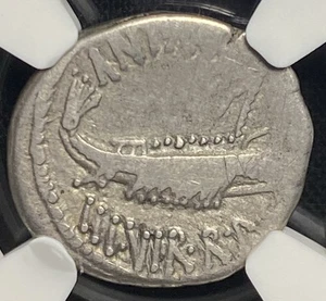 MARC ANTONY 32-31 BC, Roman Empire LEG II Cleopatra Legion AR Denarius Coin, NGC - Picture 1 of 5