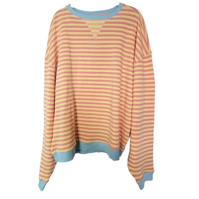 NOVO We The Free People L Classic Striped Oversized Sweatshirt Laranja - Imagem 1 de 4
