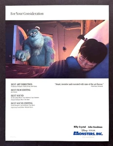 2001 "Monsters Inc." For Consideration Academy Awards Nominations promo print ad - Picture 1 of 1