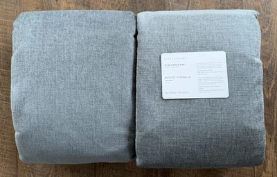 Novas cortinas rústicas de chenille Pottery Barn 50' x 108"~aço azul~ conjunto de 2 - Imagem 1 de 2