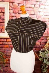 Blusa vintage orig años 40 negra dorada rayas originales S - Imagen 1 de 5