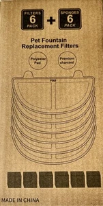 Zekiry 6 Pack Replacement Filters and Sponges Triple Action Pet Fountain Filter - Picture 1 of 10