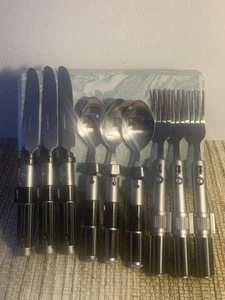 STAR WARS LIGHTSABER FLATWARE SET (9) PCS STAINLESS STEEL KNIFES FORKS SPOONS VG - Picture 1 of 11